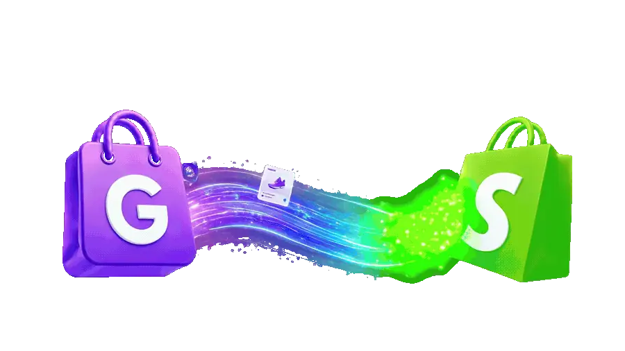 A product listing flowing from Grab Product into Shopify